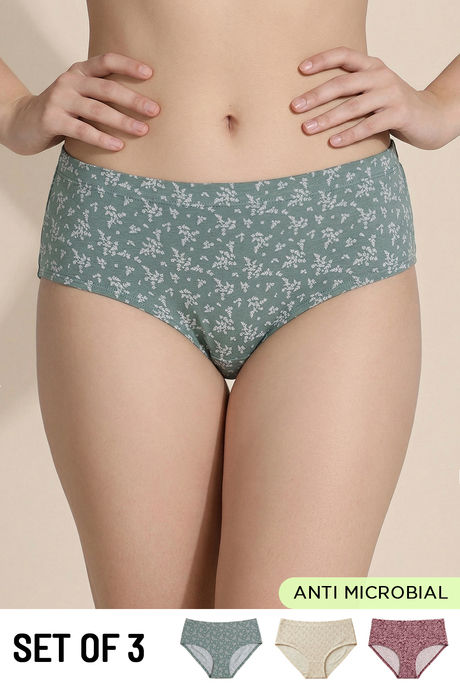 Buy Zivame Medium Rise Full Coverage Hipster Panty (Pack of 3) -  Multicolor